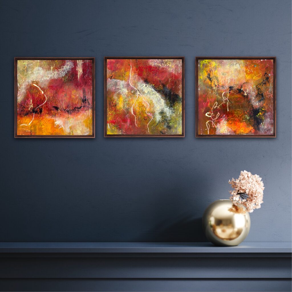 Standing at Sinai series works 2, 1 and 3, Jewish Abstract Art