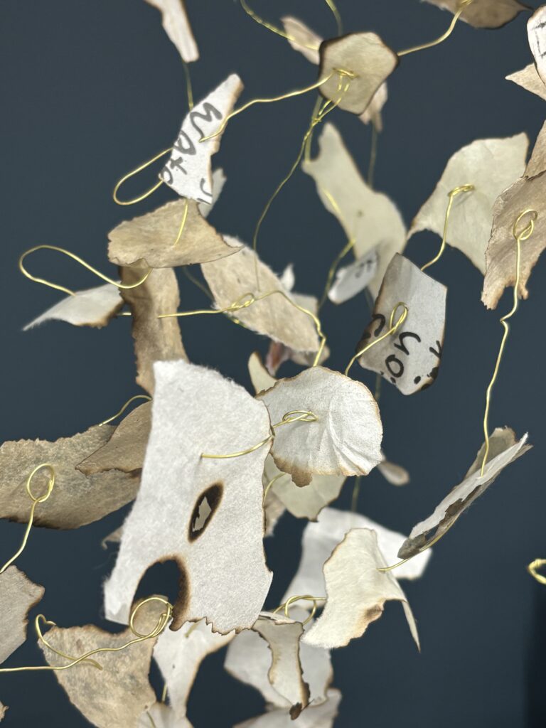 Artists book, wire and burned paper